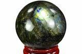 Flashy, Polished Labradorite Sphere - Great Color Play #105775-1